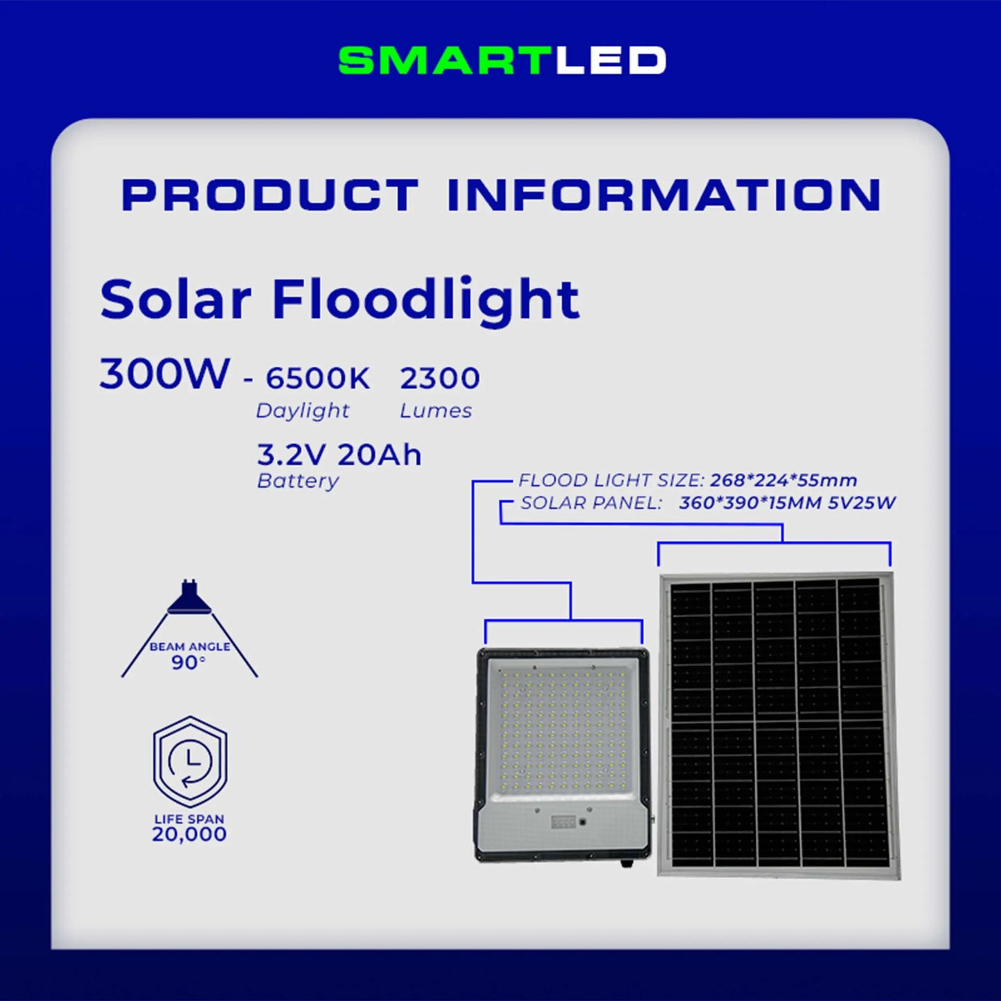 SMARTLED 300W Solar Flood Light with Remote