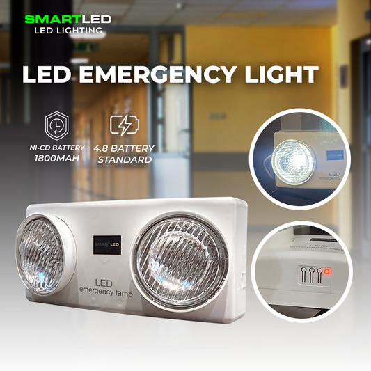 SMARTLED Twin Head Emergency Lights Backup Lighting with 1800mAh Battery