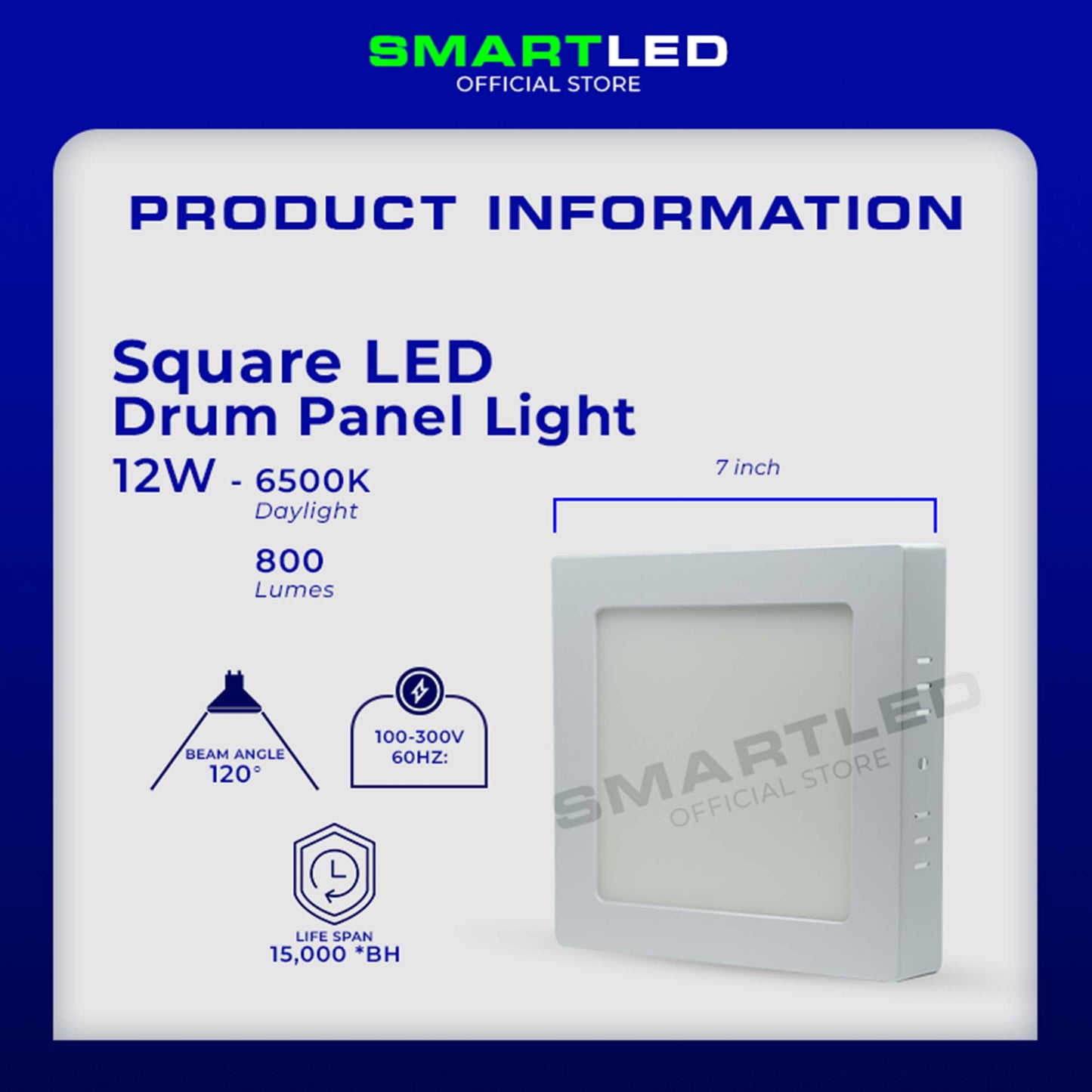SMARTLED 12 WATTS Square Drum Panel Light (Surface Mounted)
