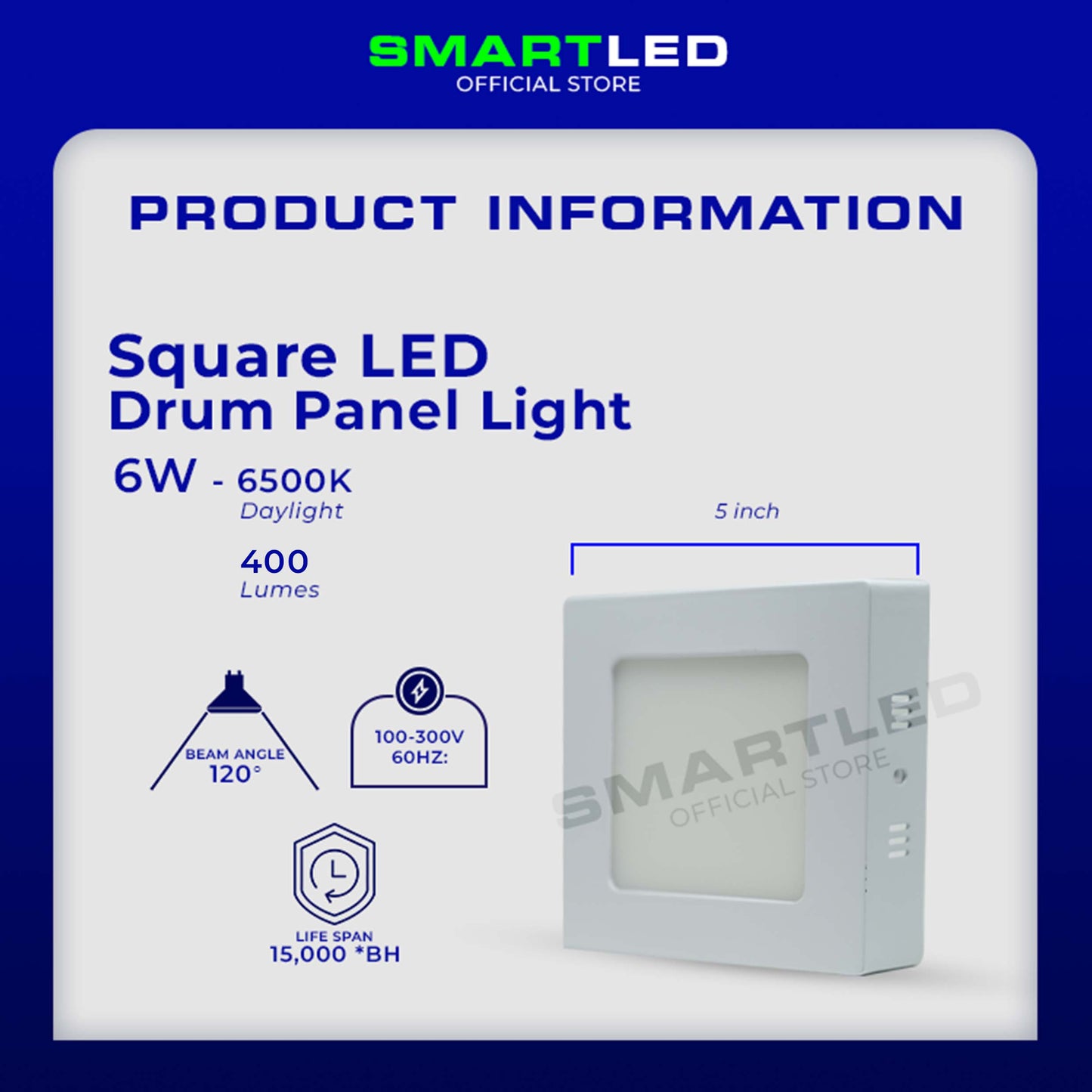 SMARTLED 6 WATTS Square Drum Panel Light (Surface Mounted)