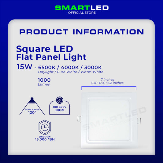 SMARTLED 15 WATTS Square Flat Panel Light (Recessed Type)