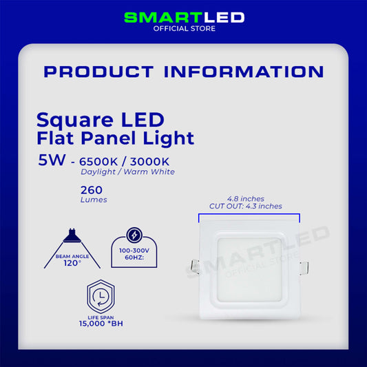 SMARTLED 5 WATTS Square Flat Panel Light (Recessed Type)