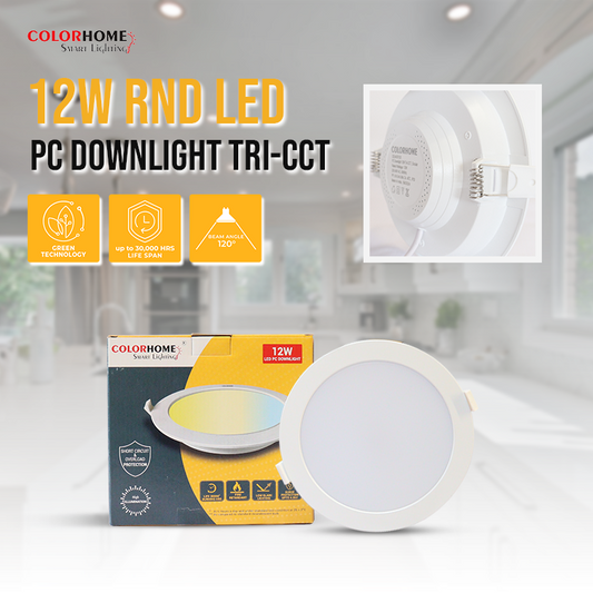 COLORHOME 12 WATTS PC CIRCULAR DOWN LIGHT TRI COLOR