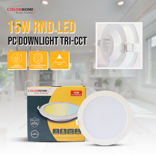 COLORHOME 15 WATTS PC CIRCULAR DOWN LIGHT TRI COLOR