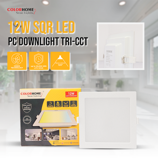 COLORHOME 12 WATTS PC SQUARE DOWN LIGHT TRI COLOR