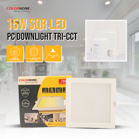 COLORHOME 15 WATTS PC SQUARE DOWN LIGHT TRI COLOR