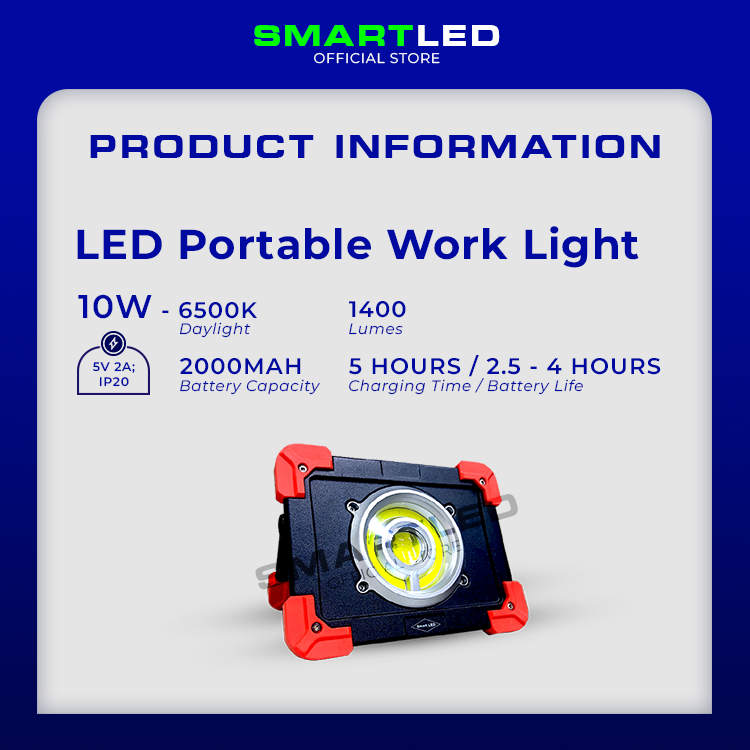 SMARTLED 10W Portable Work Light 2000 MAH Battery
