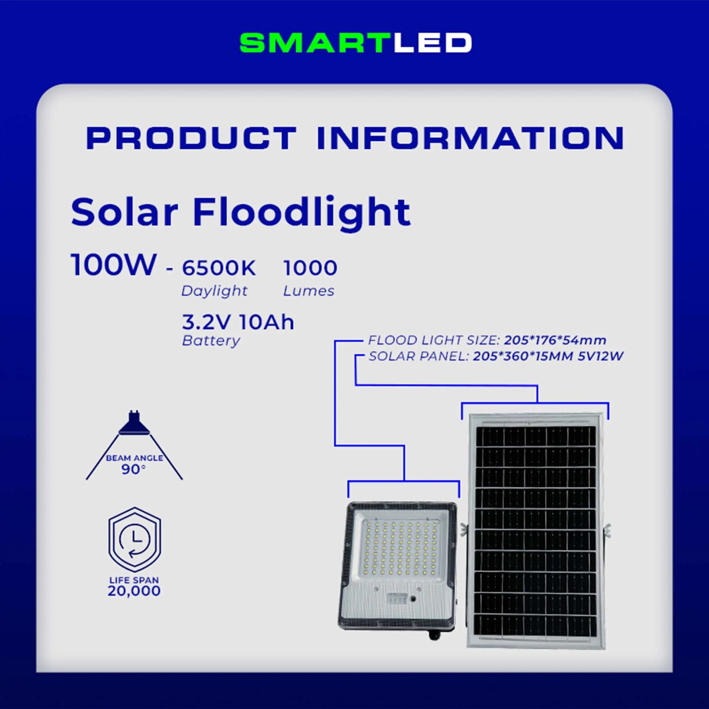 SMARTLED 100W Solar Flood Light with Remote