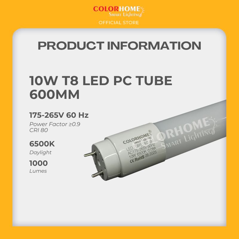 COLORHOME T8 LED TUBE 10 WATTS - DAYLIGHT