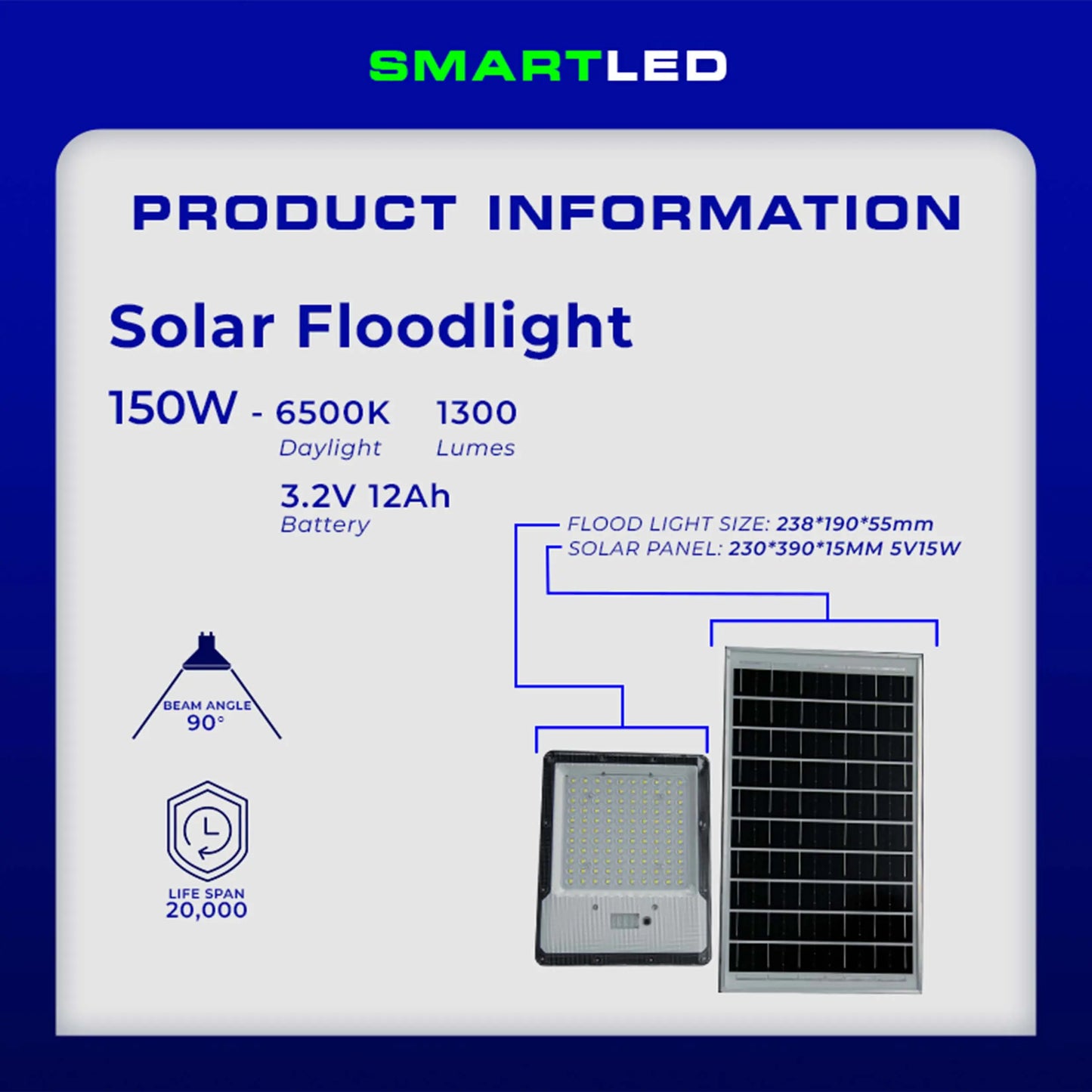 SMARTLED 150W Solar Flood Light with Remote