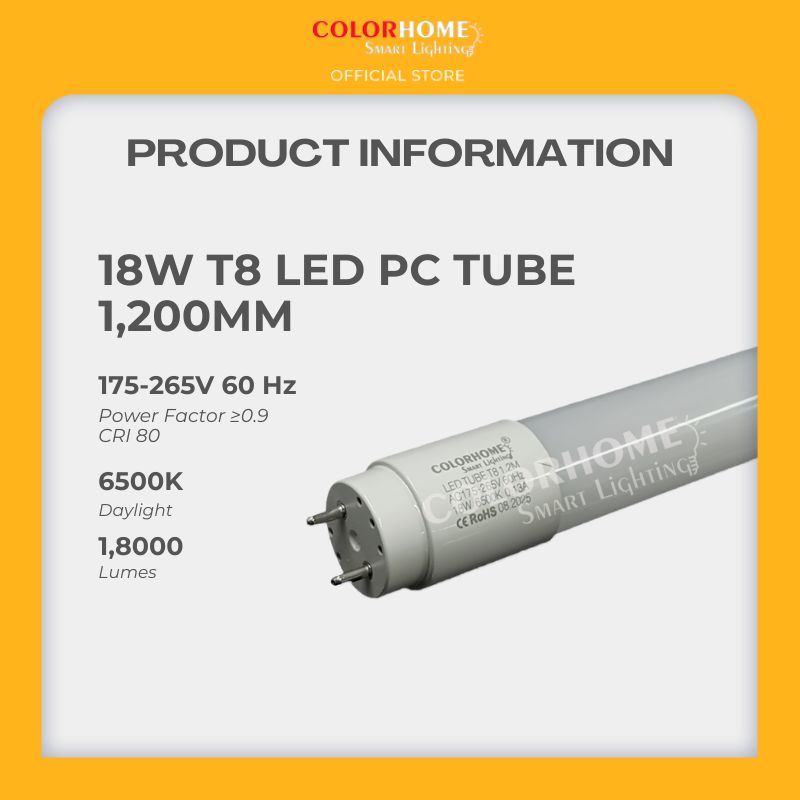 COLORHOME T8 LED TUBE 18 WATTS - DAYLIGHT
