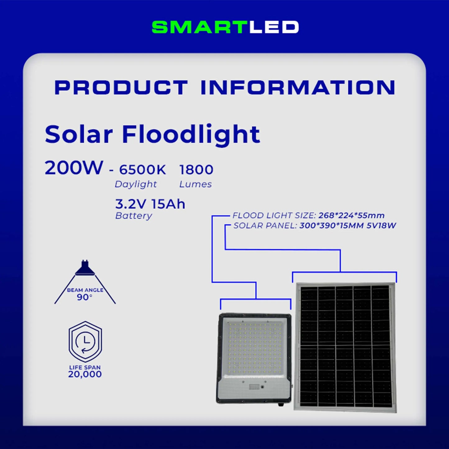 SMARTLED 200W Solar Flood Light with Remote
