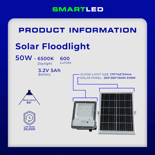 SMARTLED 50W Solar Flood Light with Remote