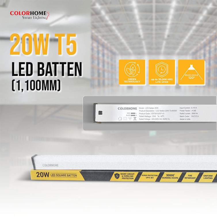COLORHOME T5 LED BATTEN  20 WATTS - DAYLIGHT