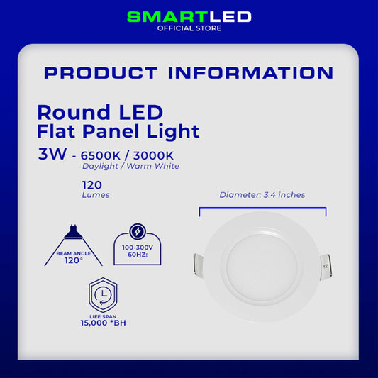 SMARTLED 3 WATTS Round Flat Panel Light