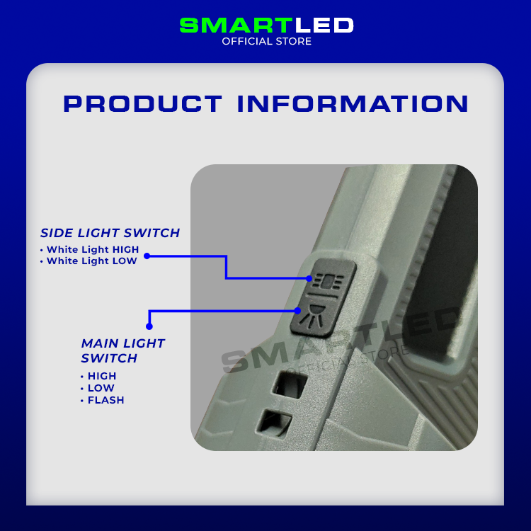 SMARTLED Heavy Duty LED Flashlight 1800 MAH Battery