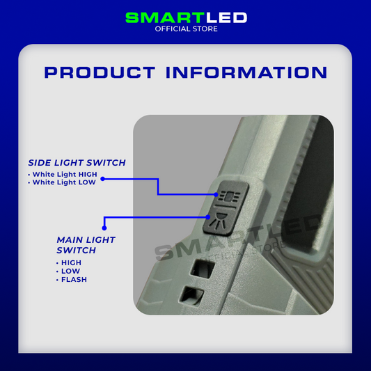 SMARTLED Heavy Duty LED Flashlight 1800 MAH Battery